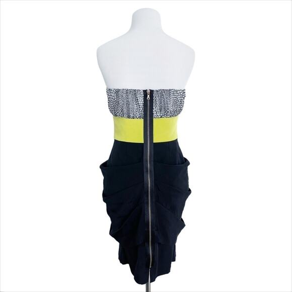 ABAETE Silk Strapless Colorblock Zipper Draped Minidress Size 2 - Picture 5 of 10